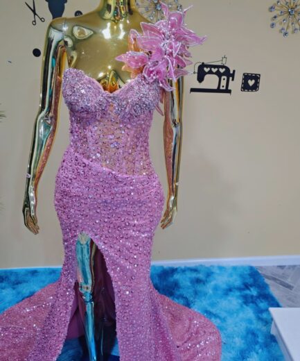 Starlight Bloom Embellished Prom Dress
